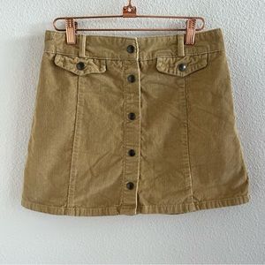 BDG Urban Outfitters Tan Corduroy Mini RIb Skirt Exposed Button Medium